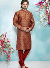 Maroon Colour New Latest Designer  Party And Function Wear Traditional Jaquard Silk Brocade Kurta Pajama Redymade Collection 1031-8362